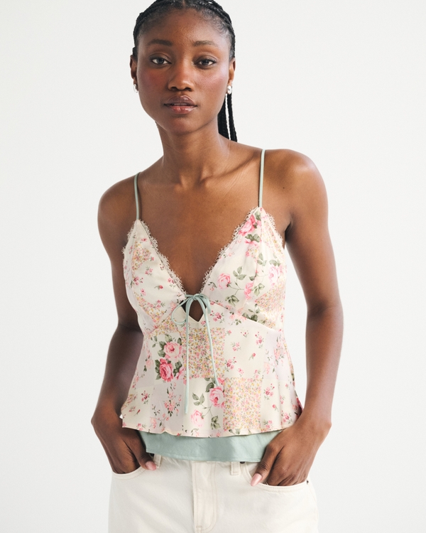 A&F Bella 2-in-1 Reversible Tie-Front Cami, Green view 2