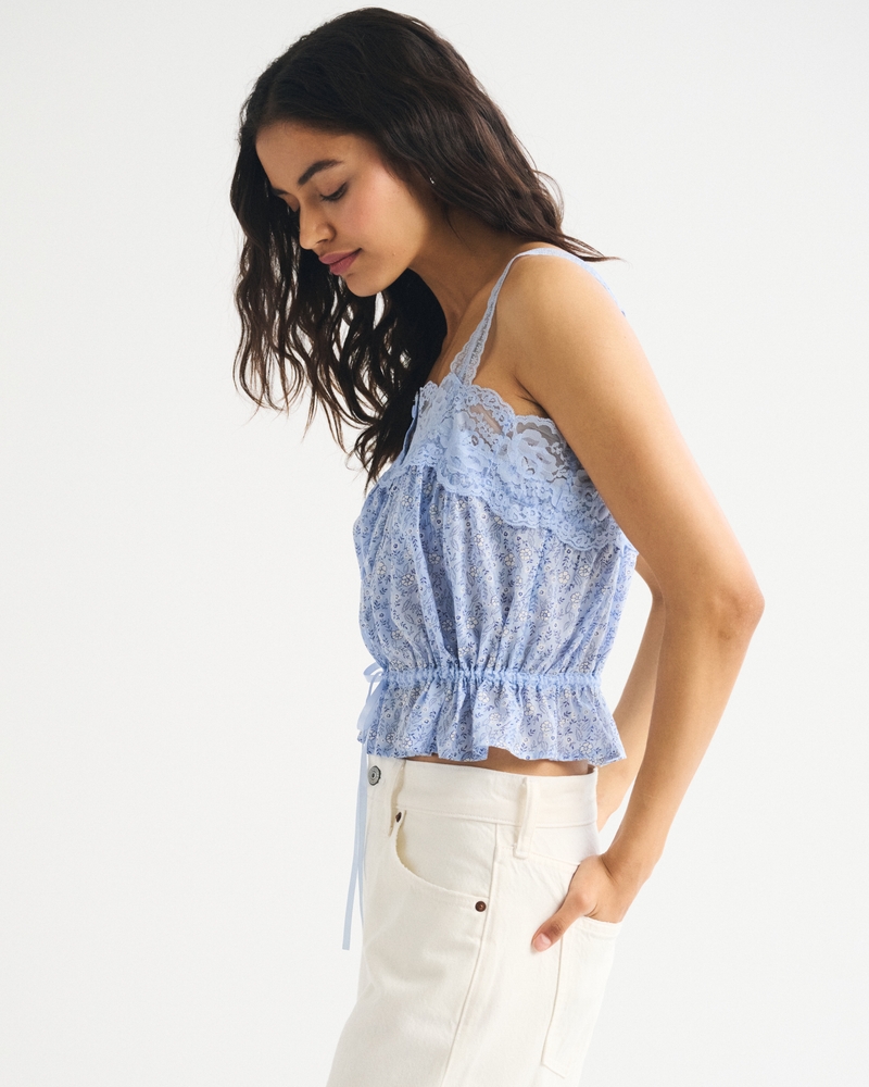 Lace-Trim Cinched Button-Through Cami - thumbnail 4