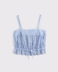 Lace-Trim Cinched Button-Through Cami