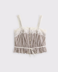 Lace-Trim Cinched Button-Through Cami