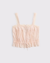 Lace-Trim Cinched Button-Through Cami