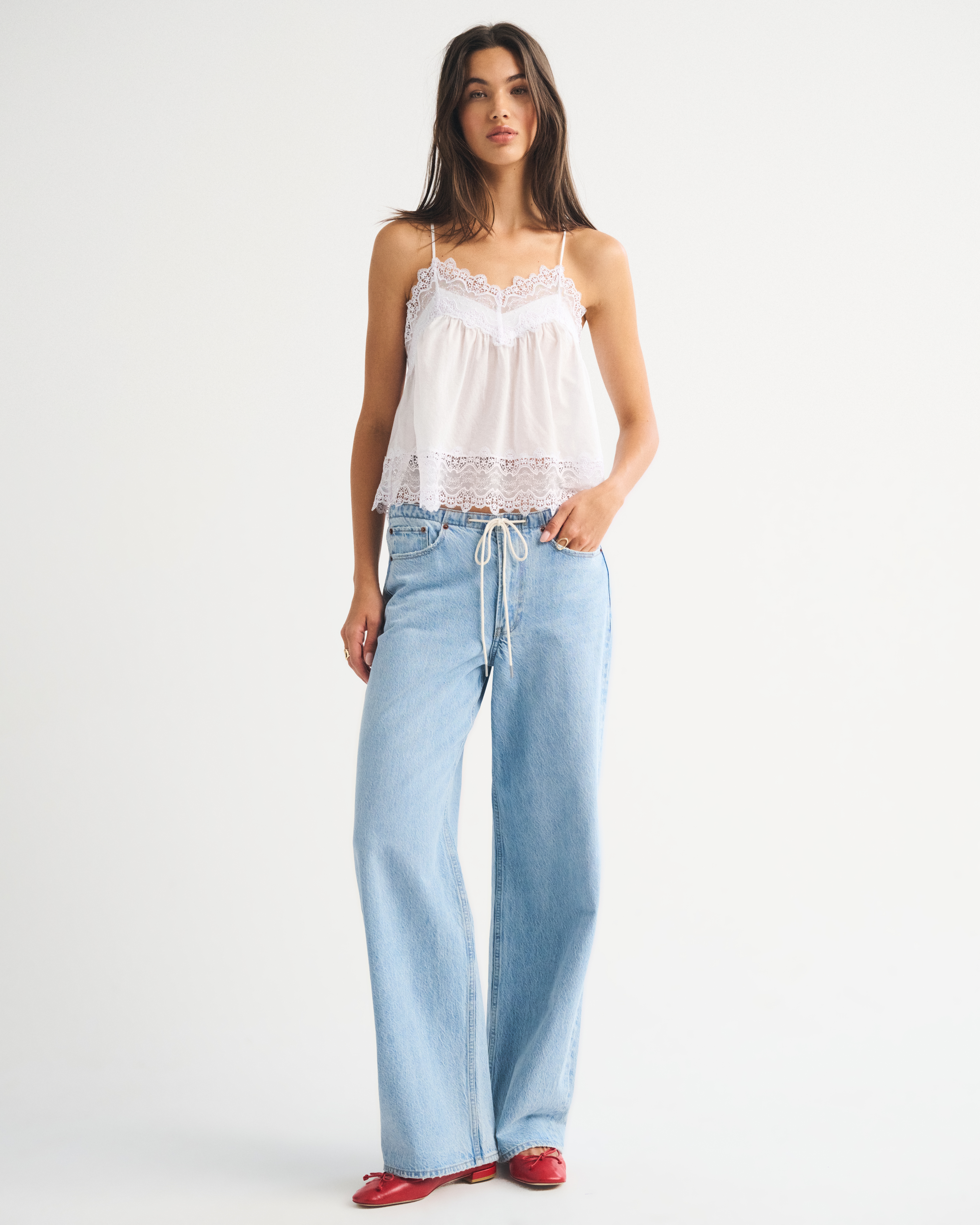 Женские топы Abercrombie & Fitch Lace-Trim Cami Top — фото 3