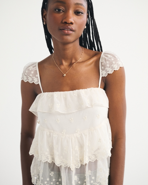 Women's Embroidered Ruffle Cami | Women's Tops | Abercrombie.com