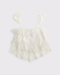 Top camiseta de malla con vuelos