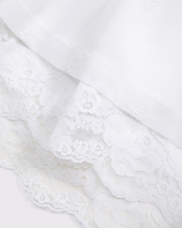 Women's Lace-Trim Puff Sleeve Embroidered Blouse | Women's