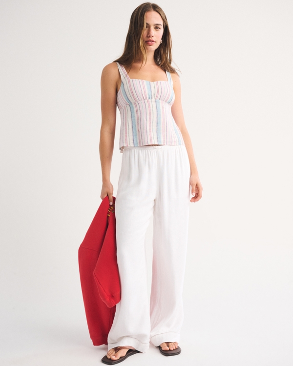 Tanktop aus Leinenmischung, Pink Mit Streifen view 2