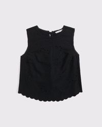 Embroidered Tie-Back Shell Top