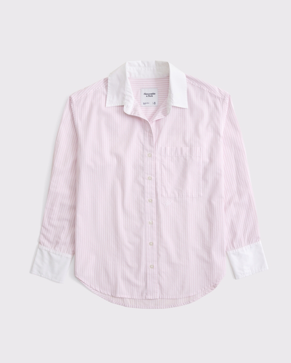 Chemise boutonnée à manches longues, Light Pink Stripe view 1