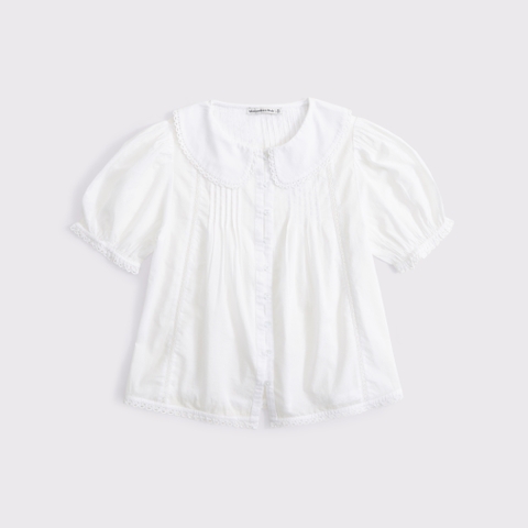 Женские топы Abercrombie & Fitch Collared Button-Through Puff Sleeve Top