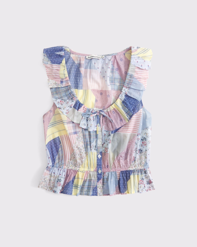 Women's Ruffle Scoopneck Button-Through Tank | Women's Clearance