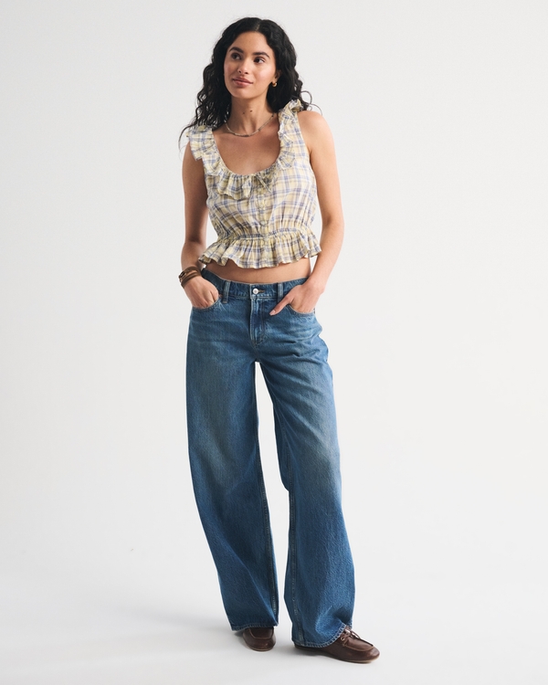 Ruffle Scoopneck Button-Through Tank