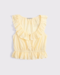 Ruffle Scoopneck Button-Through Tank