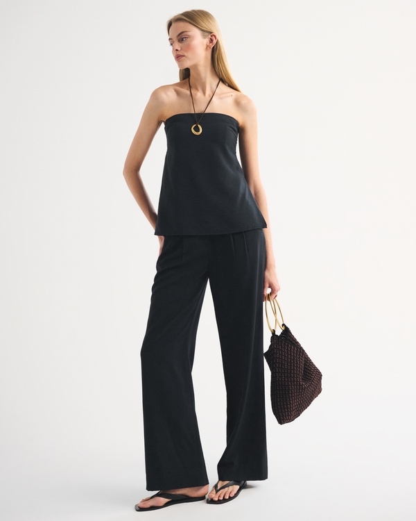 Strapless Open-Back Set Top, Black view 2