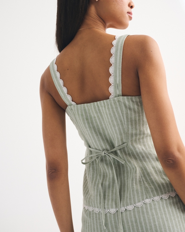 Women's Linen-Blend Button-Up Scalloped Tank | Women's Matching Sets |  Abercrombie.com