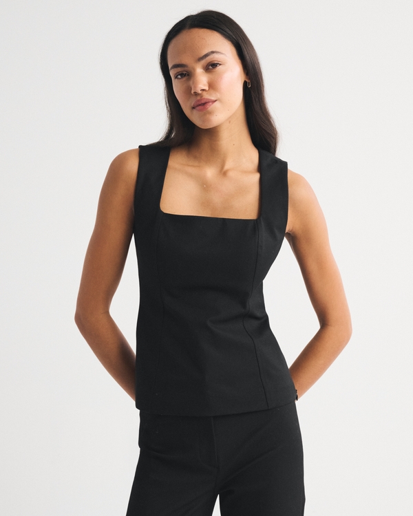 A&F Forme Squareneck Top, Black view 1