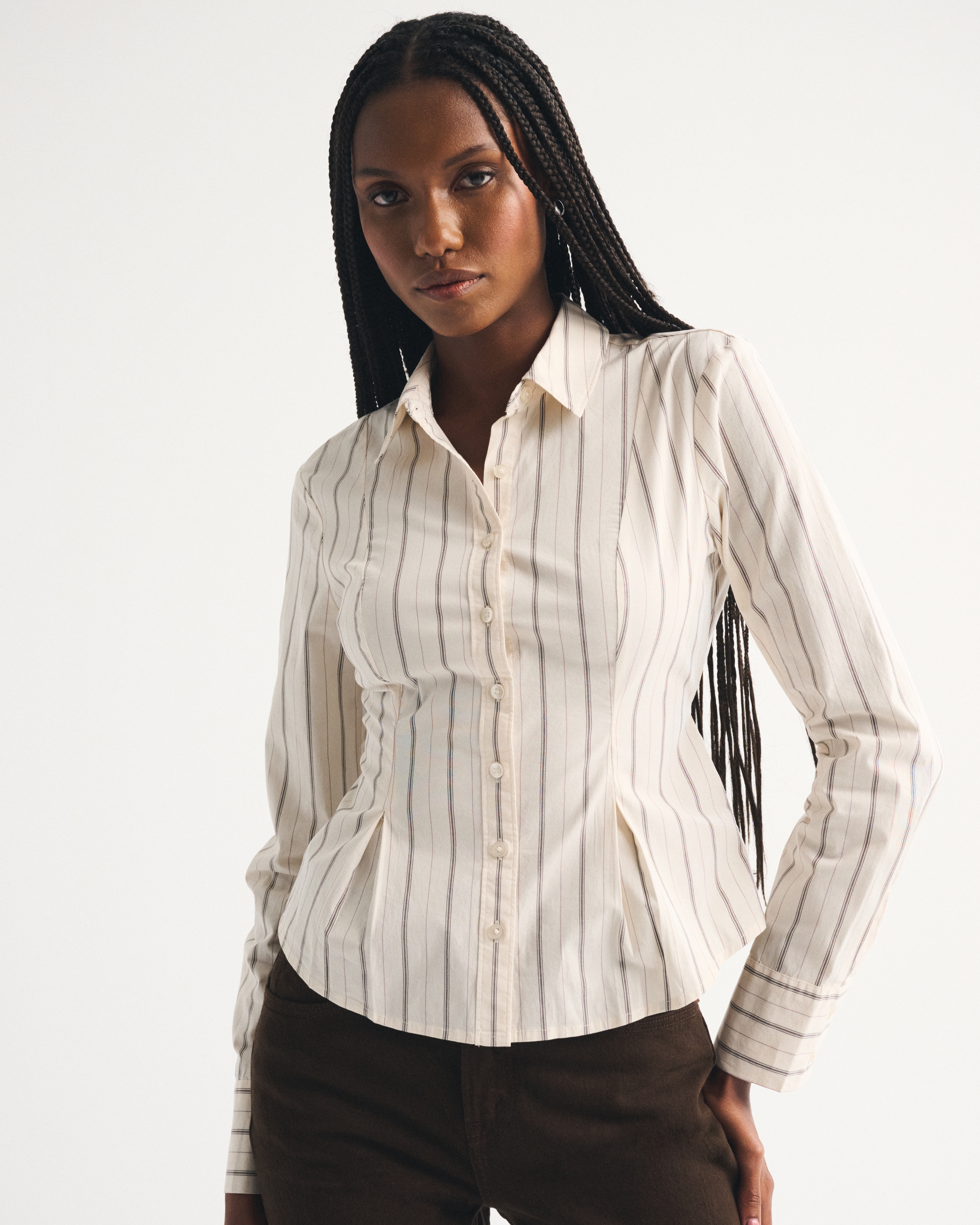 Женские рубашки Abercrombie & Fitch Cinched Poplin Shirt — фото 2