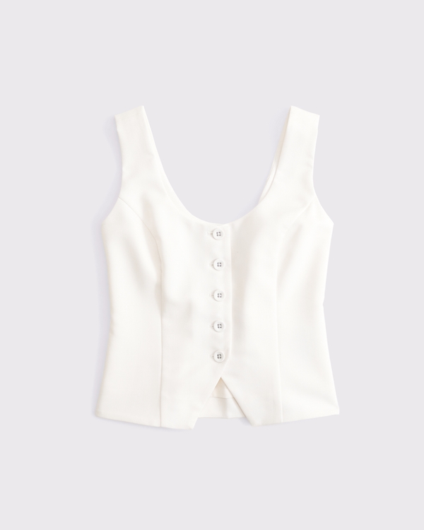 Curve Love Suiting Vest, Cream view 1