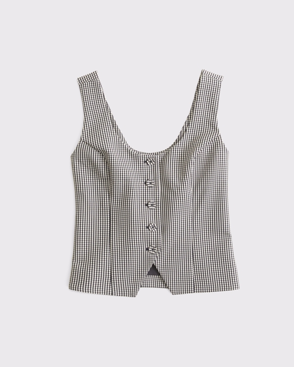 Curve Love Suiting Vest, Black Gingham view 1