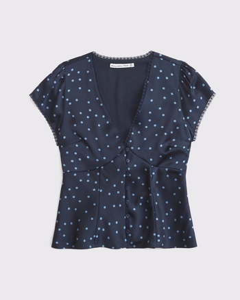 Slim Satin Short-Sleeve Blouse from Abercrombie & Fitch - $44.99 (10% off)