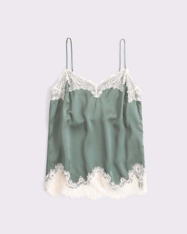 white christmas dresses Halle Satin Lace Trim Cami Dress – Suzy D London main image 1