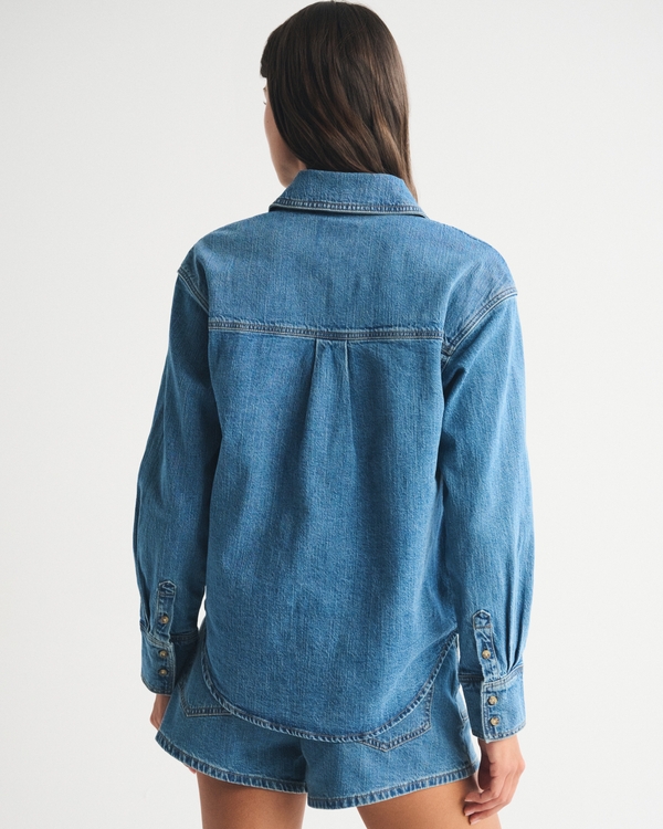 Women's Oversized Linen-Blend Denim Shirt | Women's Sale