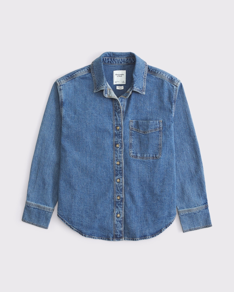 Women's Oversized Linen-Blend Denim Shirt | Women's Sale
