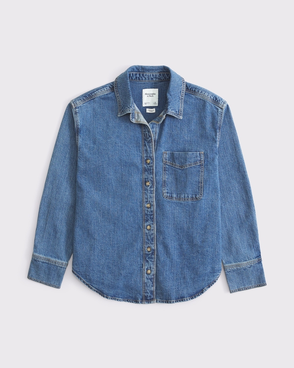 Women's Oversized Linen-Blend Denim Shirt | Women's Sale