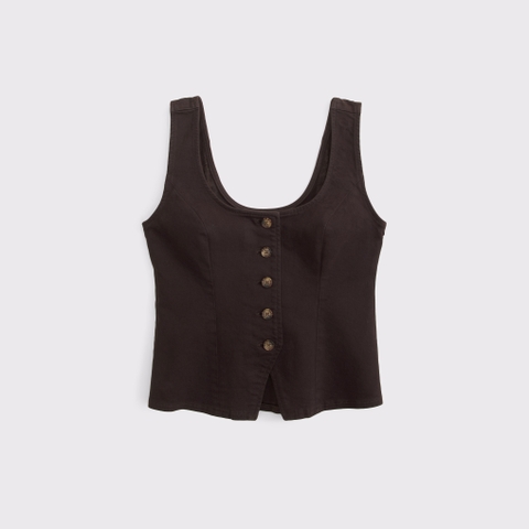 Женские жилеты Abercrombie & Fitch Tie-Back Scoop Neck Denim Vest