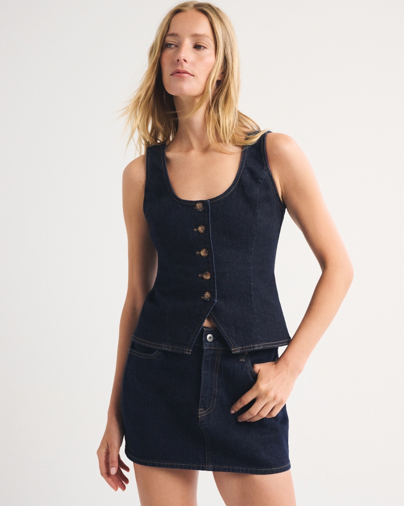 Tie-Back Scoop Neck Denim Vest - thumbnail 3