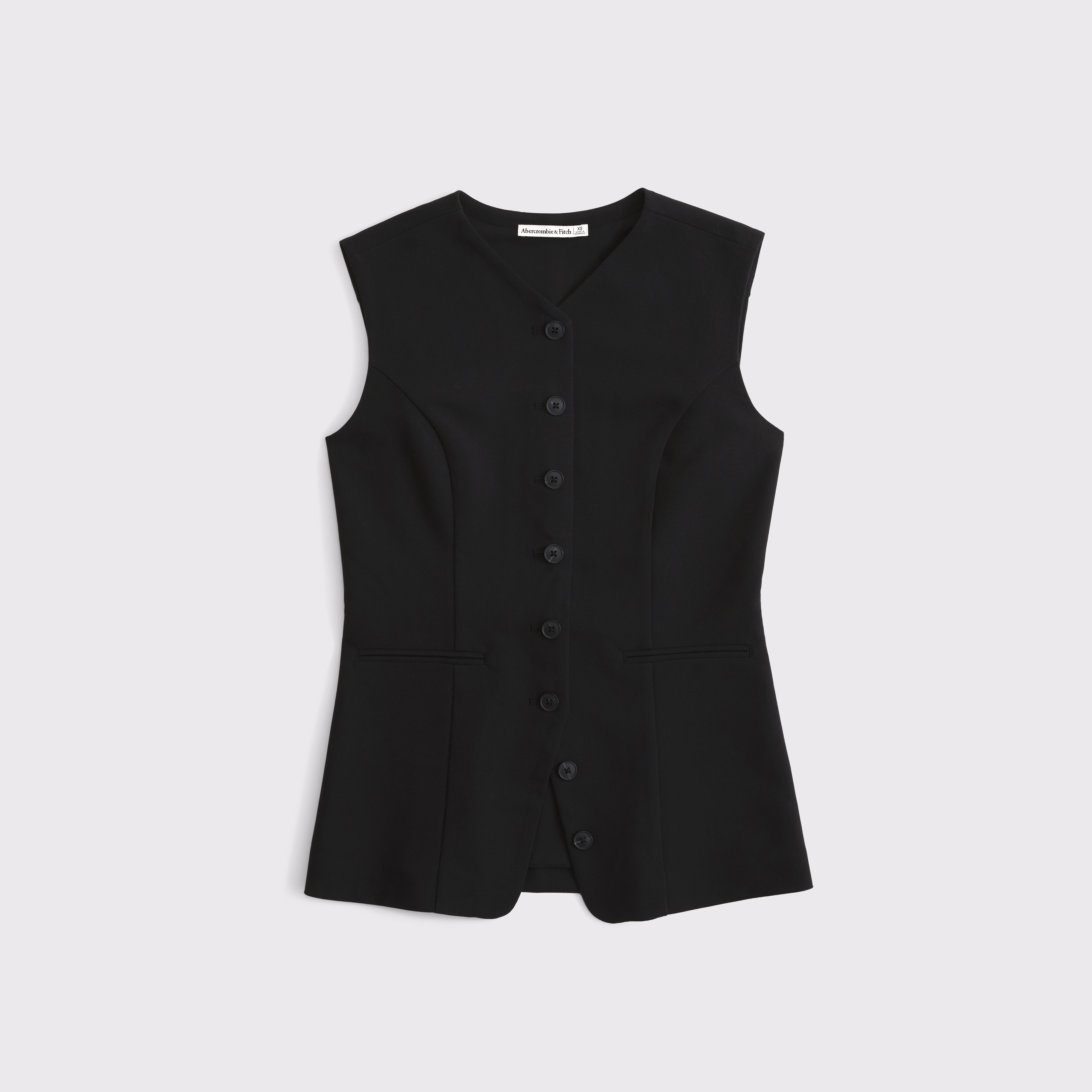 Женский жилет Abercrombie & Fitch Tailored Button-Up Vest, цвет: Чёрный