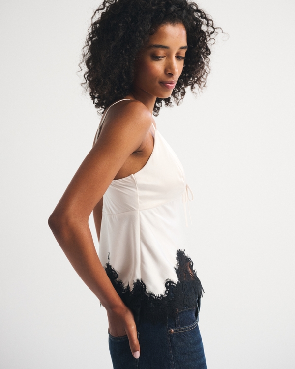 Women's Bra-Free Bella Lace-Trim Satin Cami | Women's Tops