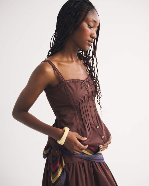Women's Tie-Front Lace-Trim Cami | Women's Tops | Abercrombie.com