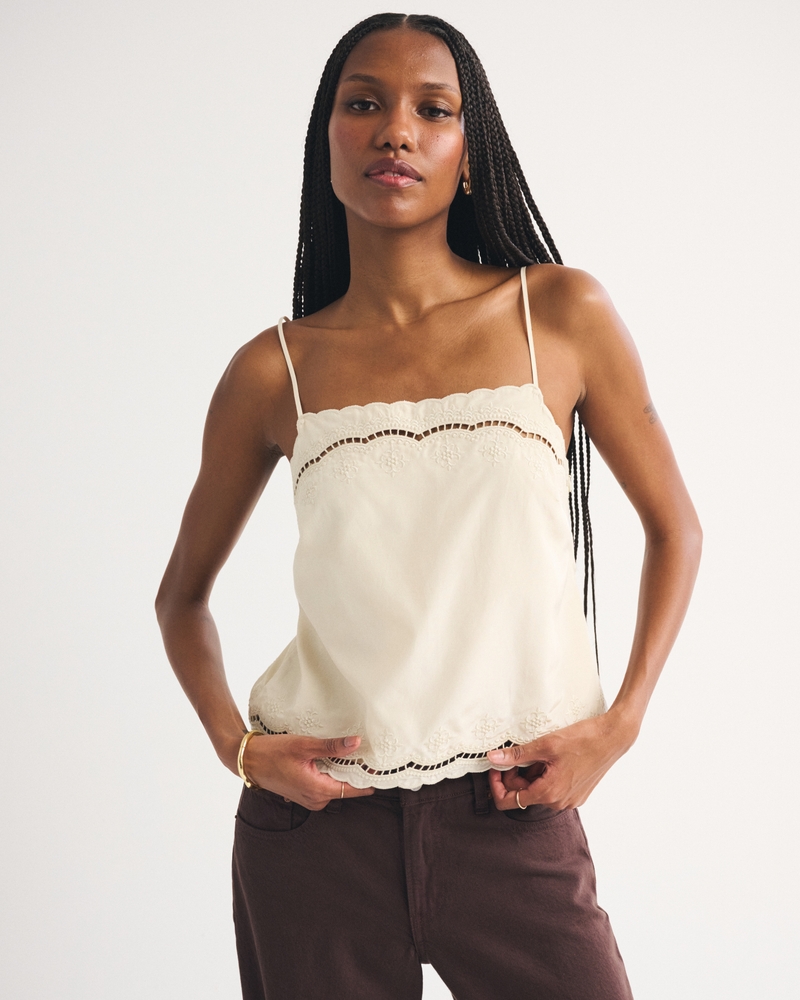 Cotton-Silk Blend Cutwork Cami - thumbnail 6