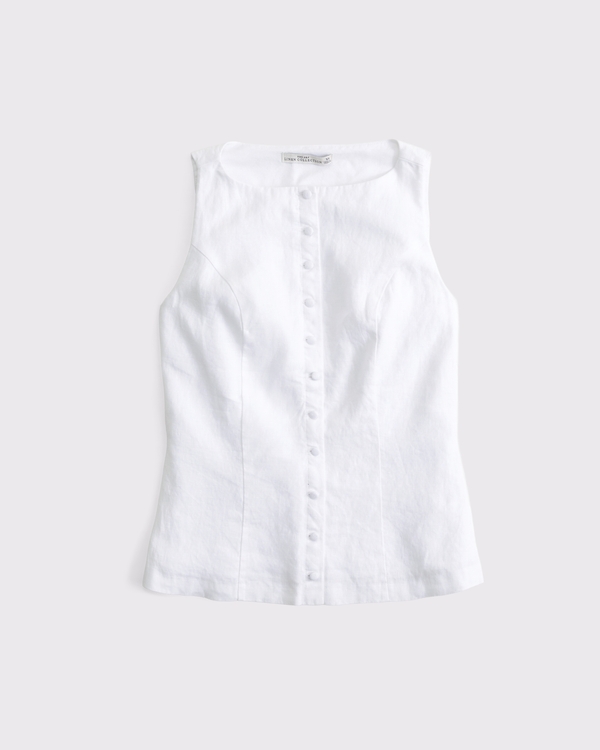 Women's 100% Linen Button-Up Shell | Women's Tops | Abercrombie.com