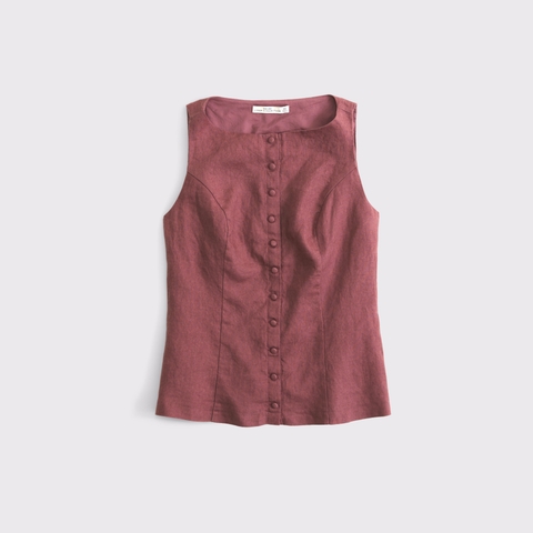 Женские рубашки Abercrombie & Fitch 100% Linen Button-Up Shell