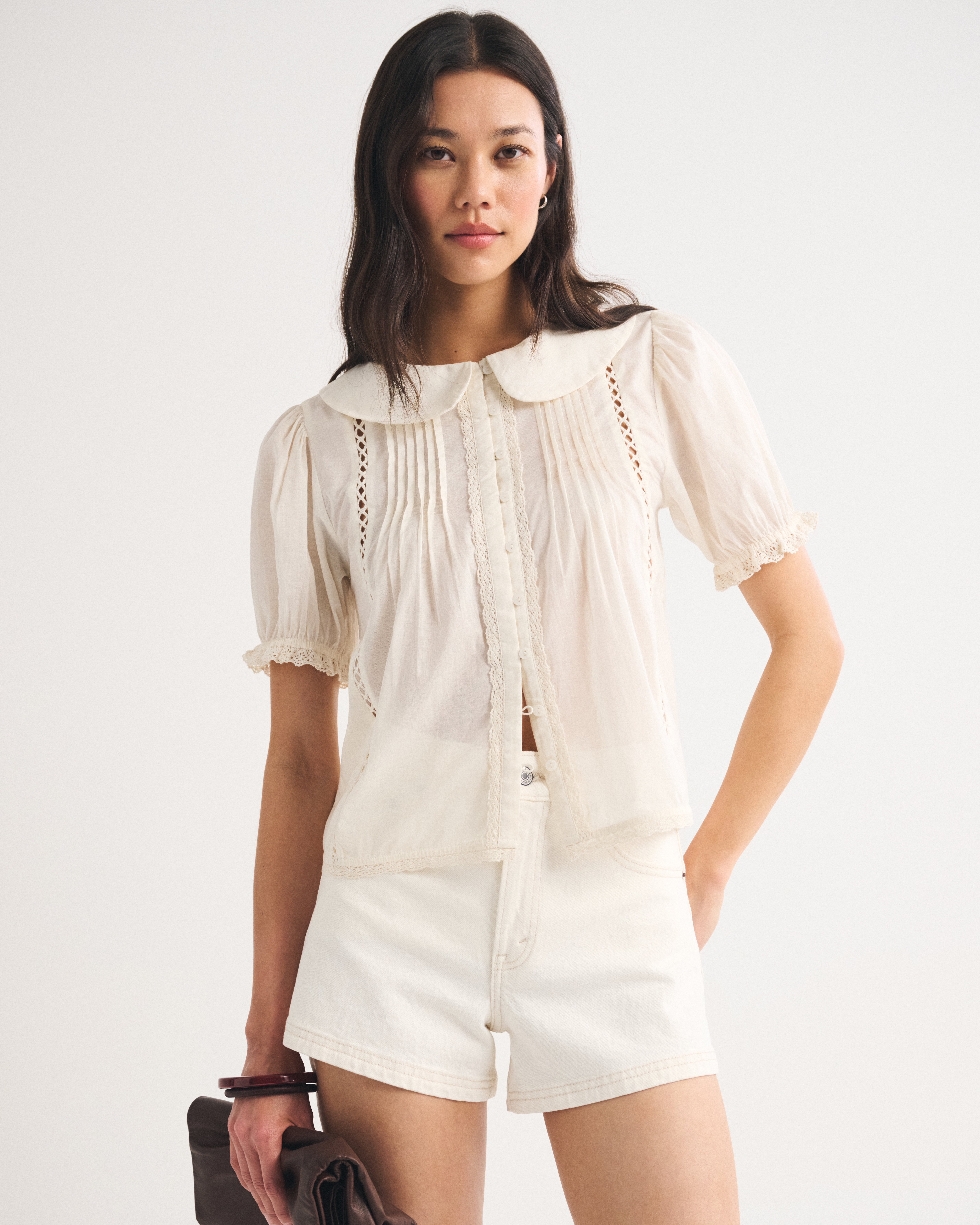 Женские блузки Abercrombie & Fitch 100% Cotton Puff-Sleeve Blouse — фото 3