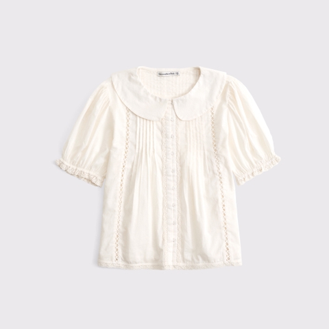 Женские блузки Abercrombie & Fitch 100% Cotton Puff-Sleeve Blouse