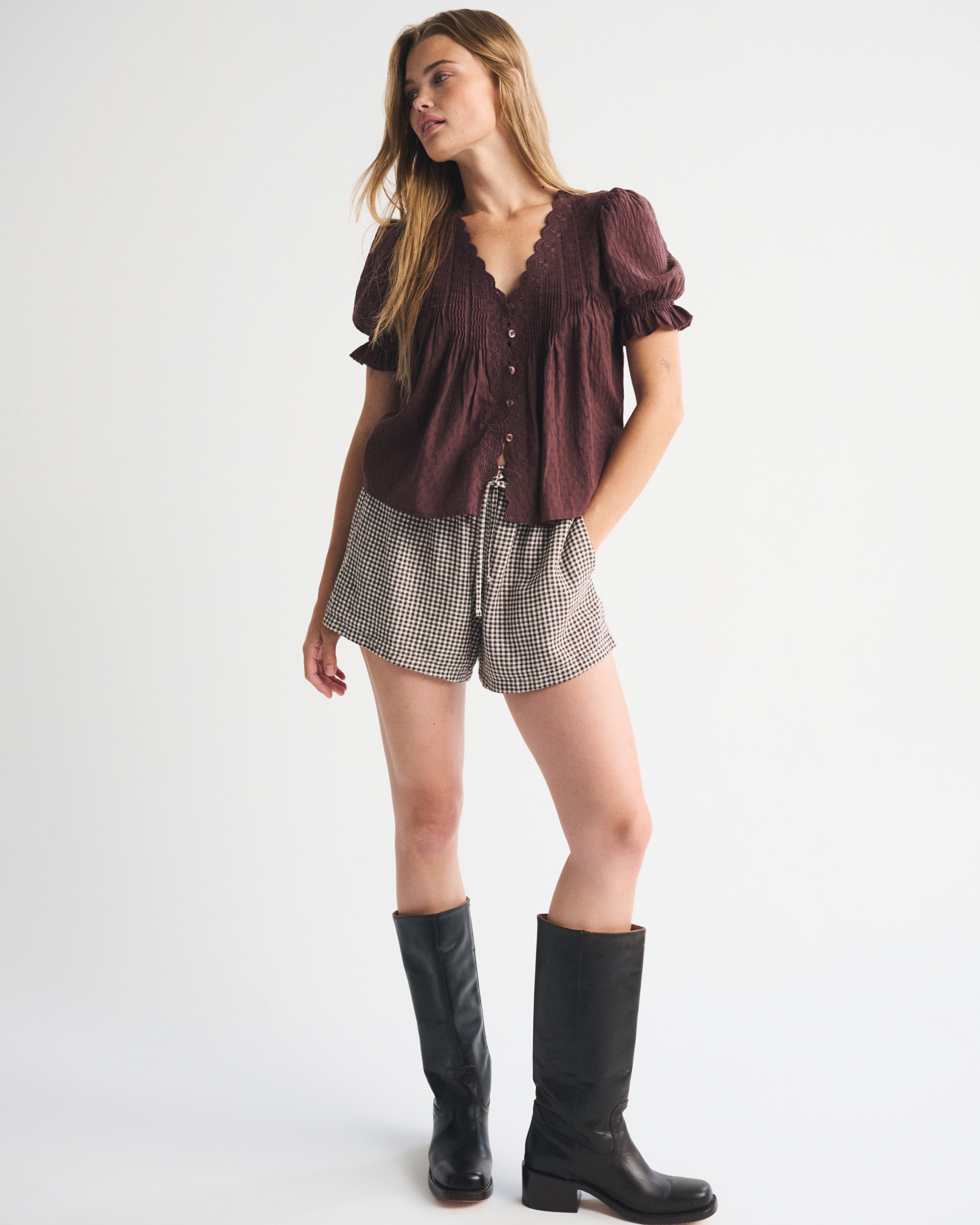 Женские блузки Abercrombie & Fitch 100% Cotton Pintuck Puff-Sleeve Blouse — фото 3