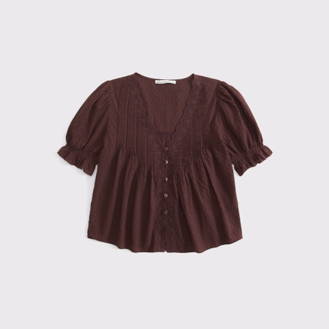 Женские блузки Abercrombie & Fitch 100% Cotton Pintuck Puff-Sleeve Blouse