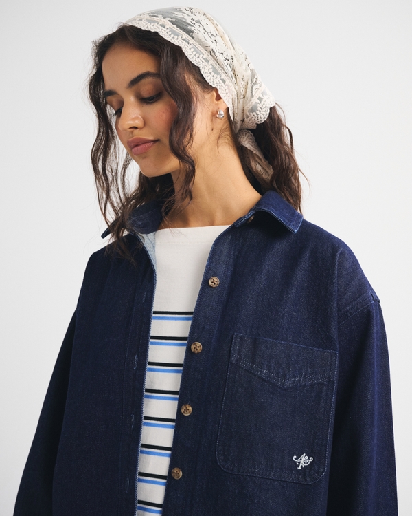 Removable Scarf Denim Shirt by Abercrombie & Fitch