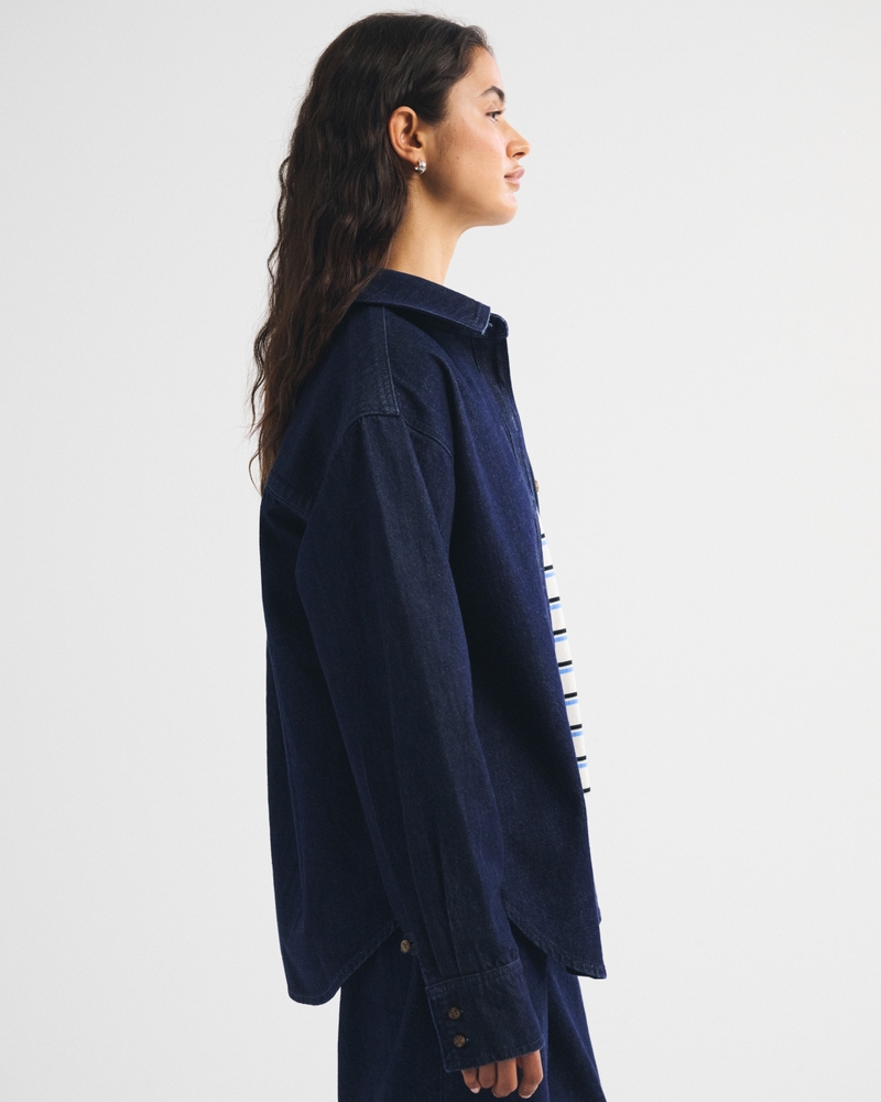 Removable Scarf Denim Shirt - thumbnail 4
