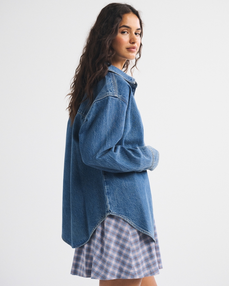 Removable Scarf Denim Shirt - thumbnail 10