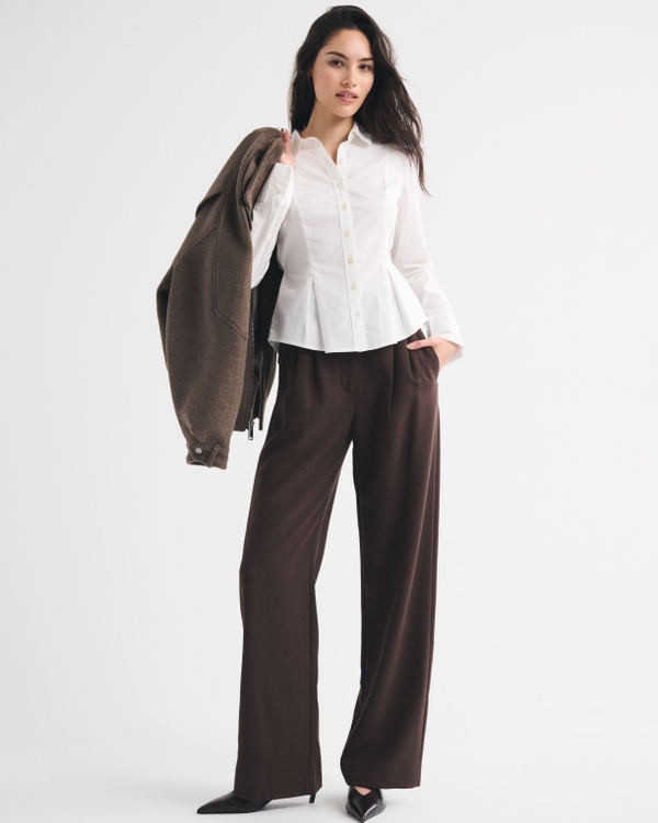 Cinched Poplin Shirt, White view 2
