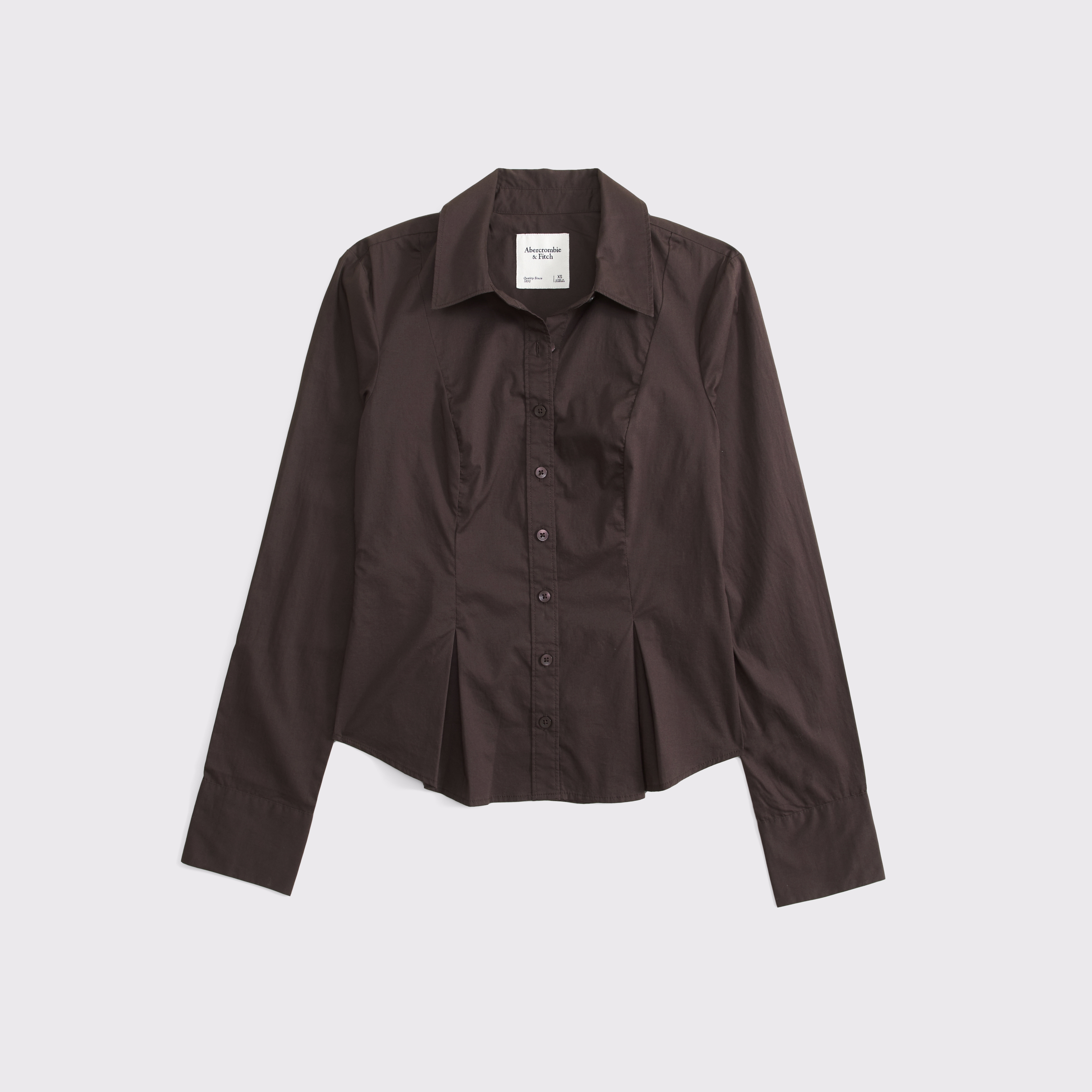 Женская рубашка Abercrombie & Fitch Cinched Poplin, цвет: Тёмный кофейный