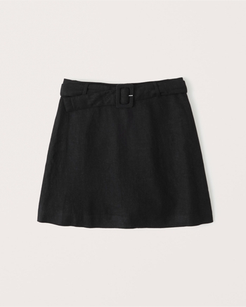 Women's Belted Linen-Blend Skort | Women's Bottoms | Abercrombie.com