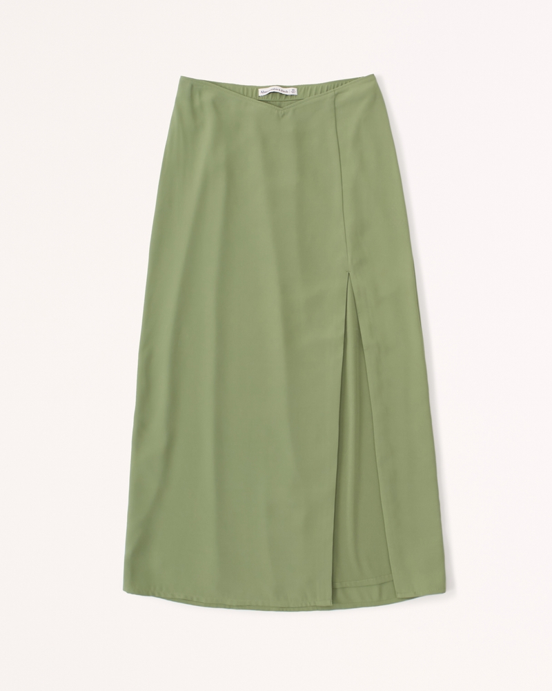 Abercrombie & Fitch Dipped Waist Midi Skirt