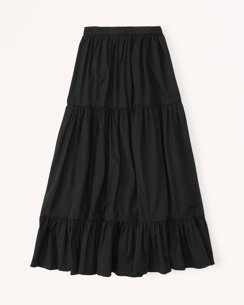 Abercrombie & Fitch Resort Tiered Poplin Maxi Skirt