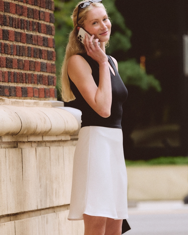 High Rise Satin Midi Skirt, Cream view 2