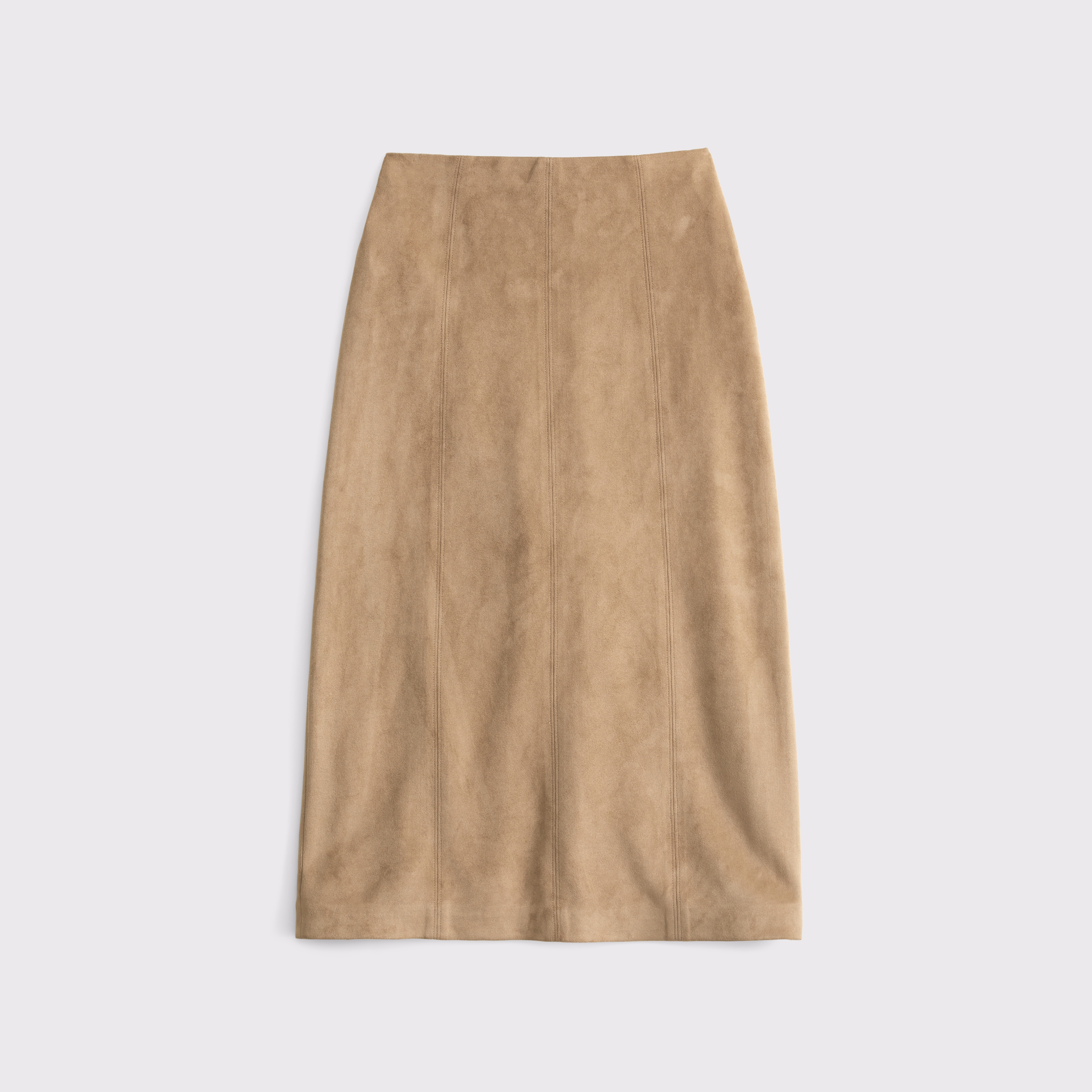 Женская юбка Abercrombie & Fitch Low Rise Vegan Suede Midi Pencil, цвет: Палевый — фото 1