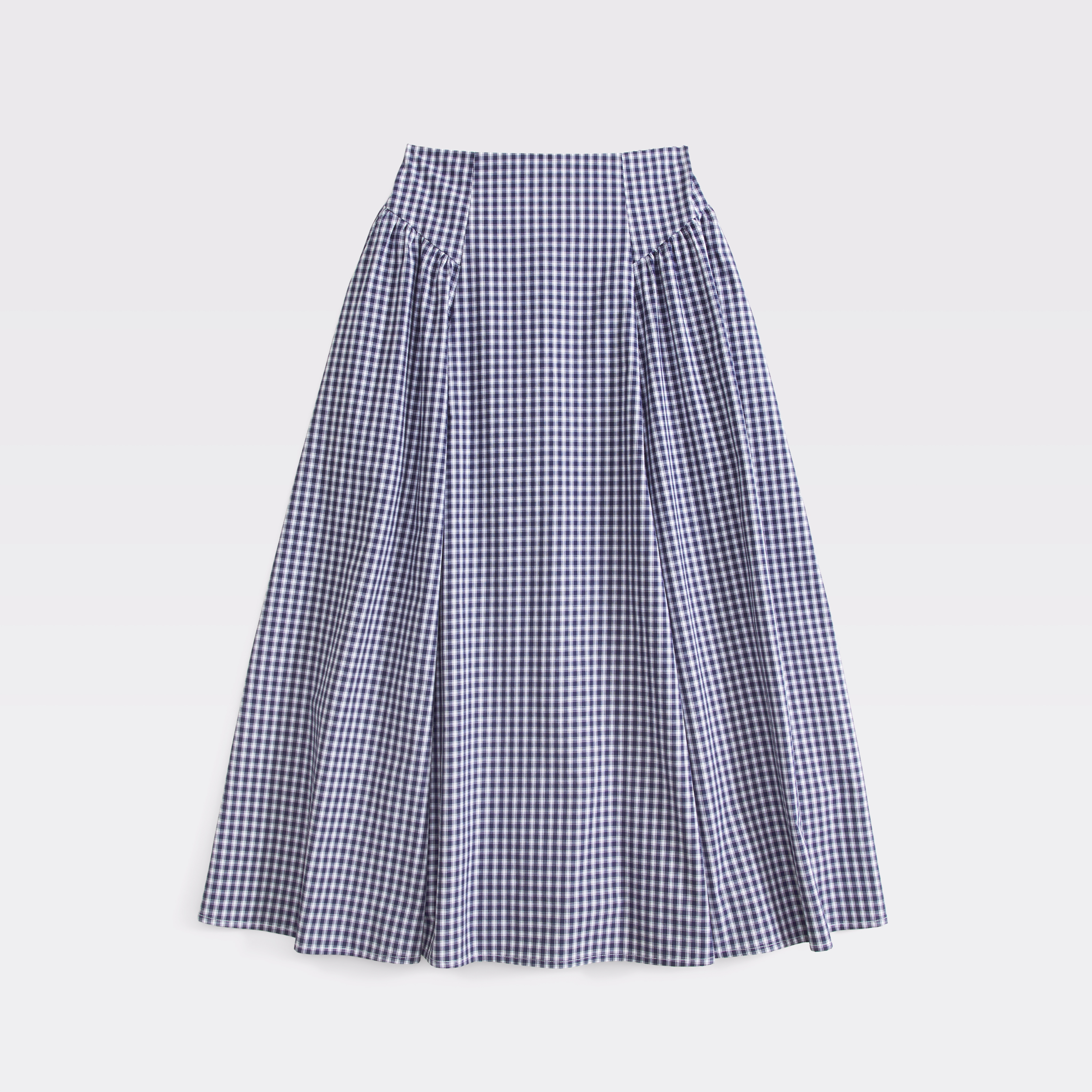 Женская юбка Abercrombie & Fitch 100% Cotton A&F Dylan Poplin Ultra High Rise Midi, цвет: Тёмно-синий клетчатый — фото 1